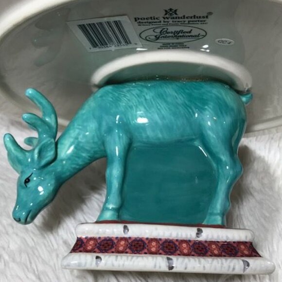 Poetic Wanderlust x Tracy Porter Fanciful Deer Floral Plaid Cake Pastry Plate - Picture 4 of 14